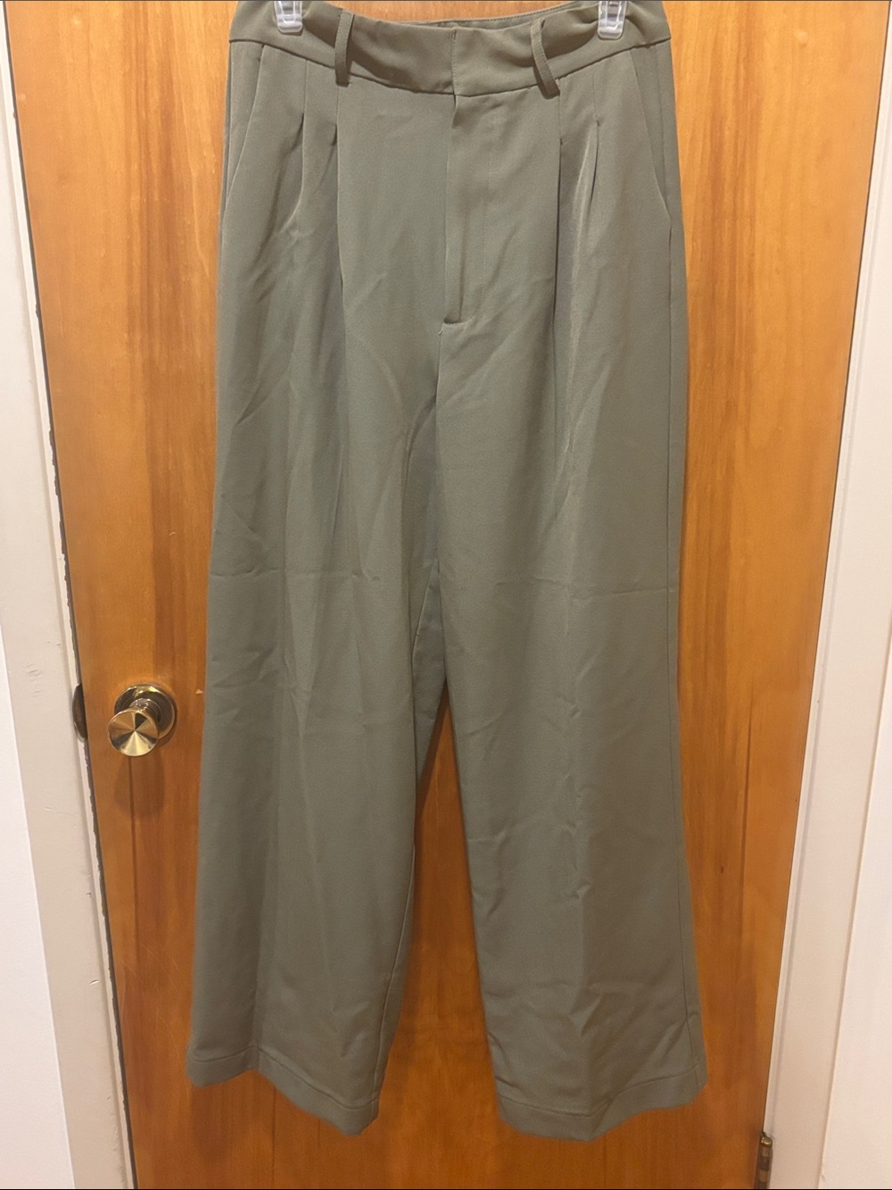 Steve Madden Olive Green Wide-Leg Trousers